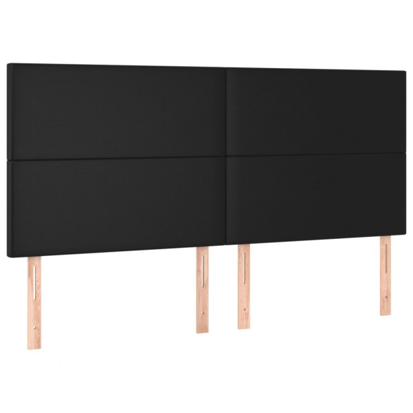 Cabeceira cama c/ LED couro artificial 180x5x118/128 cm preto M 4