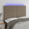 Cabeceira cama c/ LED tecido 144x5x118/128 cm cinza-acastanhado 1