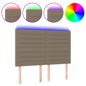 Cabecero con luces LED tela gris taupe 144x5x118/128 cm H