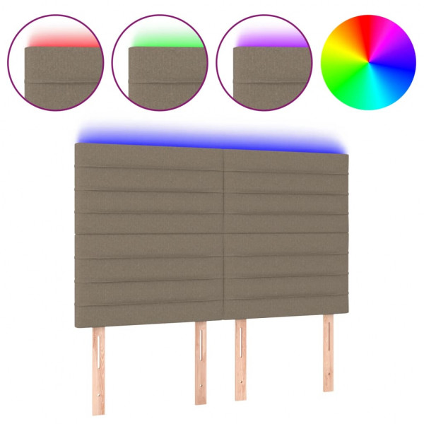 Cabecero con luces LED tela gris taupe 144x5x118/128 cm M 2