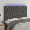 Cabeceira de cama c/ LED veludo 160x7x118/128 cm cinza-escuro 1