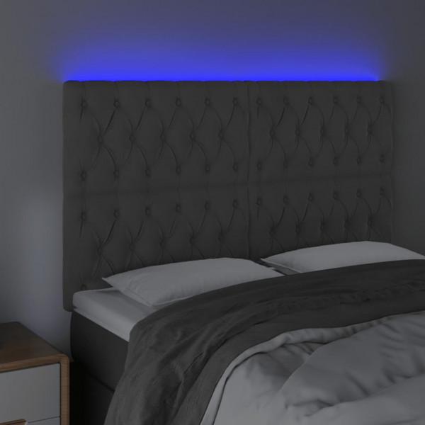 Cabecero con luces LED terciopelo gris oscuro 160x7x118/128 cm M 3