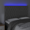 Cabeceira de cama c/ LED veludo 160x7x118/128 cm cinza-escuro 3
