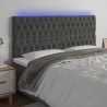 Cabeceira de cama c/ LED veludo 200x7x118/128 cm cinza-escuro 1