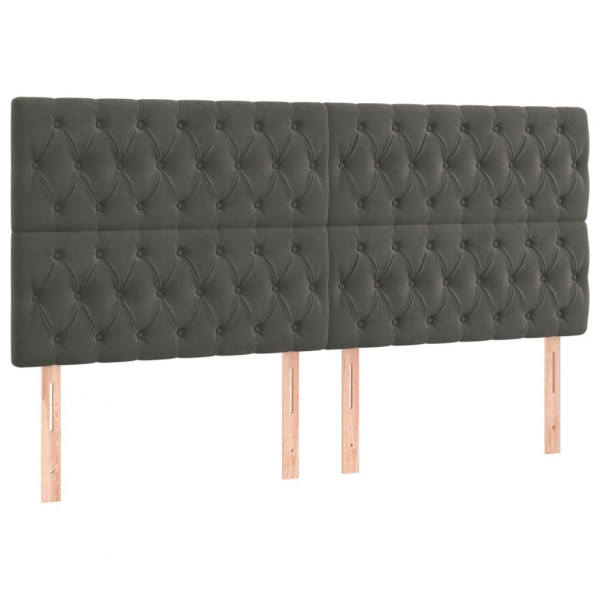 Cabeceira de cama c/ LED veludo 200x7x118/128 cm cinza-escuro M 4