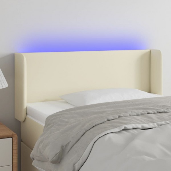Cabecero con LED cuero sintético crema 93x16x78/88 cm D