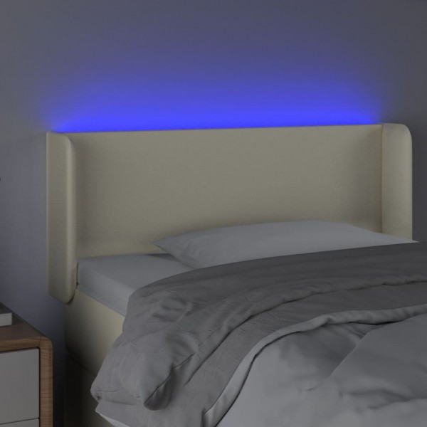 Cabecero con LED cuero sintético crema 93x16x78/88 cm M 4
