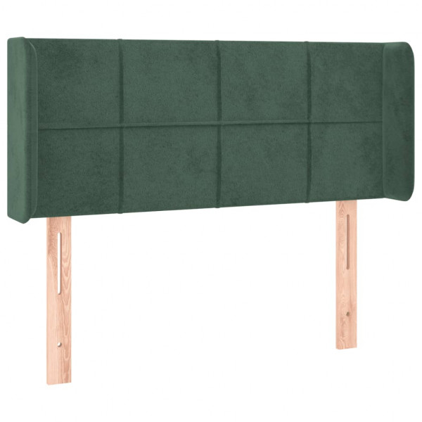 Cabeceira cama c/ luzes LED veludo 103x16x78/88 cm verde-escuro M 3