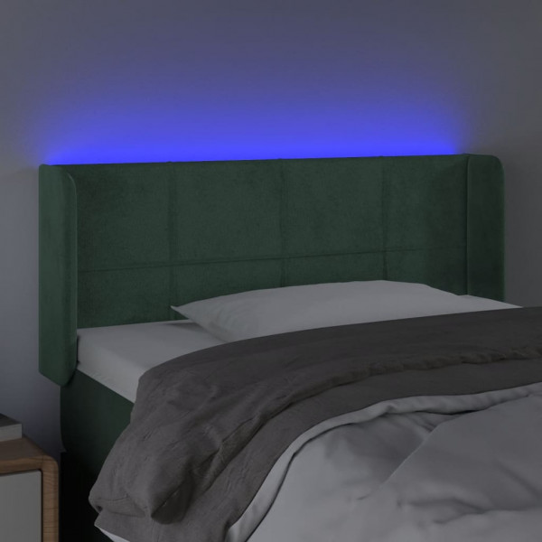 Cabeceira cama c/ luzes LED veludo 103x16x78/88 cm verde-escuro M 4