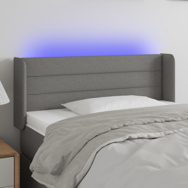 Cabecero con luces LED de tela gris oscuro 93x16x78/88 cm D