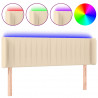 Cabeceira de cama c/ luzes LED tecido 147x16x78/88 cm cor creme 2