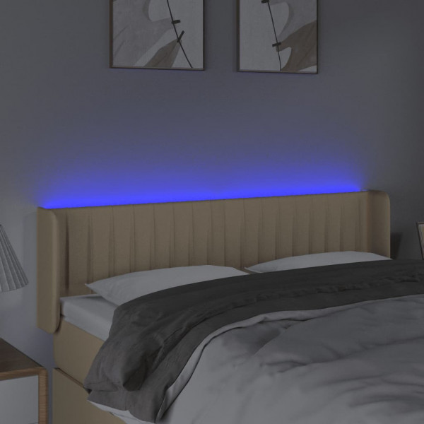 Cabecero con LED de tela crema 147x16x78/88 cm M 4