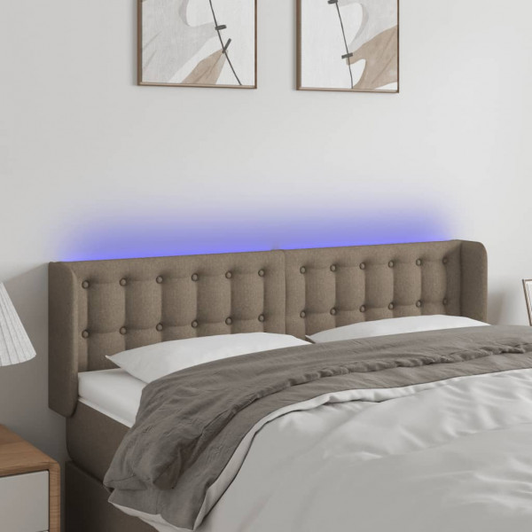 Cabecero con LED de tela gris taupe 147x16x78/88 cm D