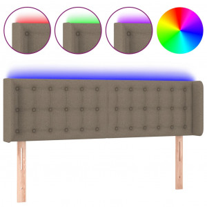 Cabecero con LED de tela gris taupe 147x16x78/88 cm H