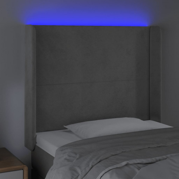 Cabecero con LED de terciopelo gris claro 103x16x118/128 cm M 4