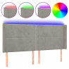 Cabecero con LED de terciopelo gris claro 203x16x118/128 cm 2
