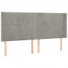 Cabecero con LED de terciopelo gris claro 203x16x118/128 cm 3