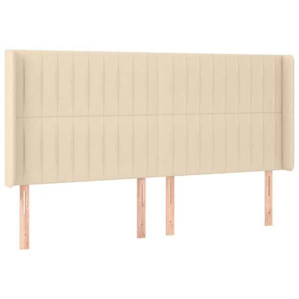 Cabeceira cama c/ luzes LED tecido 203x16x118/128 cm cor creme M 3