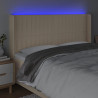 Cabeceira cama c/ luzes LED tecido 203x16x118/128 cm cor creme 4