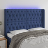 Cabecero con LED de tela azul 147x16x118/128 cm 1