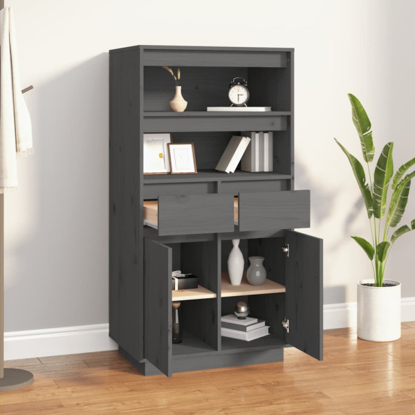 Aparador alto de madera maciza de pino gris 60x40x116.5 cm M 5