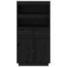 Aparador alto de madera maciza de pino negro 60x40x116.5 cm 3
