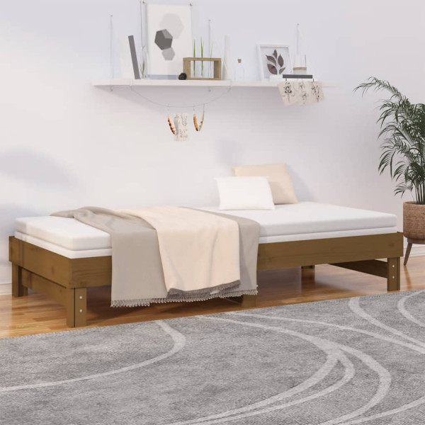 Sofá cama extraíble madera maciza de pino marrón 2x(100x200) cm M 4