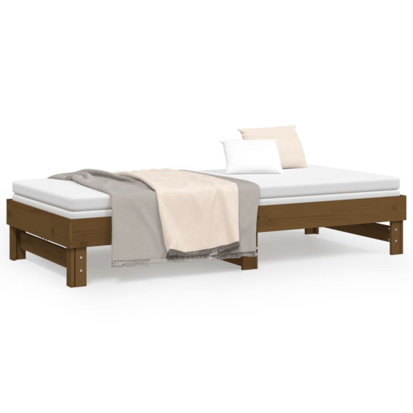 Sofá-cama de puxar 2x(100x200) cm pinho maciço castanho-mel M 5