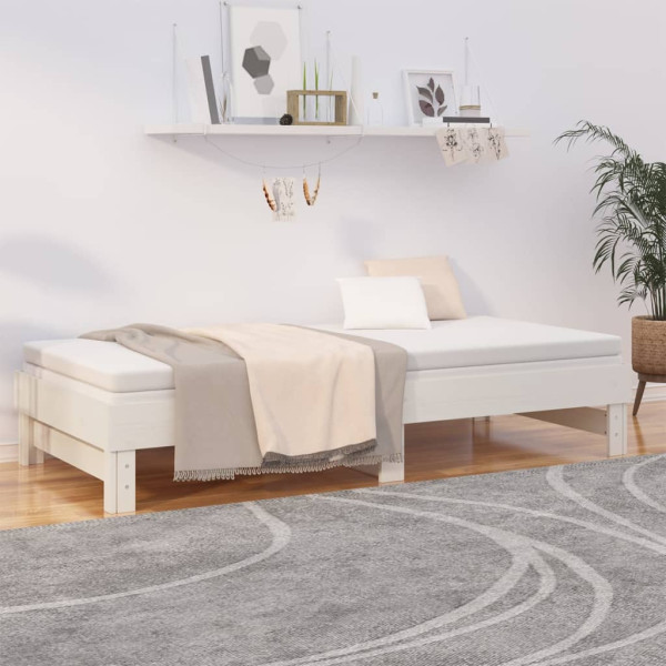 Sofá cama extraíble madera maciza de pino blanco 2x(90x200) cm M 4