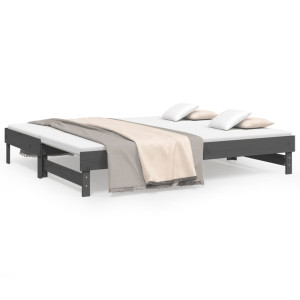 Sofá-cama de puxar 2x(90x200) cm pinho maciço cinza H