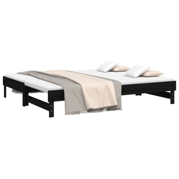 Sofá-cama de puxar 2x(90x200) cm pinho maciço preto M 3
