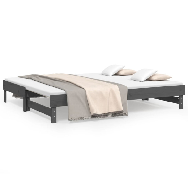 Sofá cama extraíble madera maciza de pino gris 2x(80x200) cm M 2
