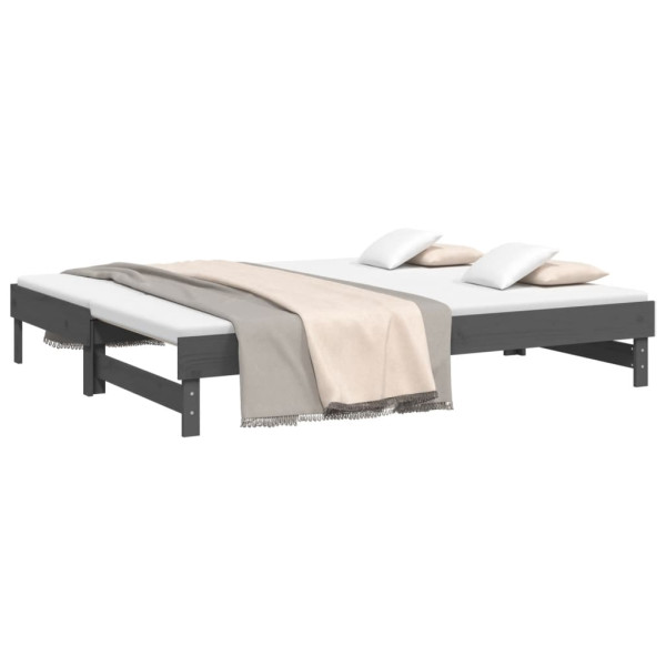 Sofá cama extraíble madera maciza de pino gris 2x(80x200) cm M 3