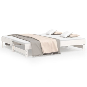 Estrutura sofá-cama de puxar 2x(90x190) cm pinho maciço branco H