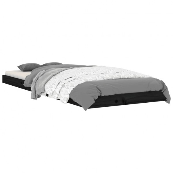 Estructura de cama madera maciza de pino negro 75x190 cm M 3