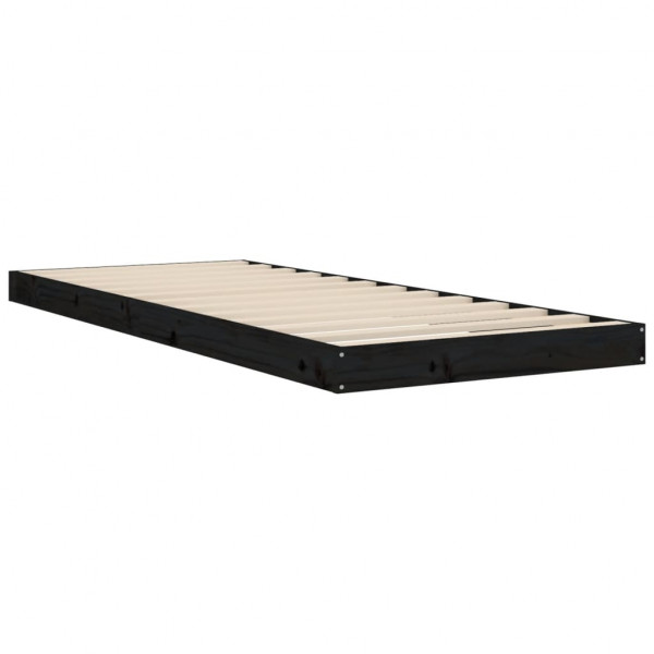 Estrutura cama de solteiro pequena 75x190 cm pinho maciço preto M 4