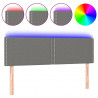 Cabeceira de cama c/luzes LED tecido 144x5x78/88cm cinza-escuro 2