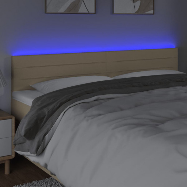 Cabecero con LED de tela color crema 160x5x78/88 cm M 3