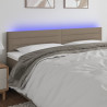 Cabeceira cama luzes LED tecido 200x5x78/88cm cinza-acastanhado 1