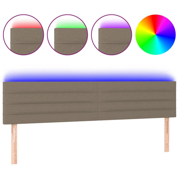 Cabecero con LED de tela gris taupe 200x5x78/88 cm M 2