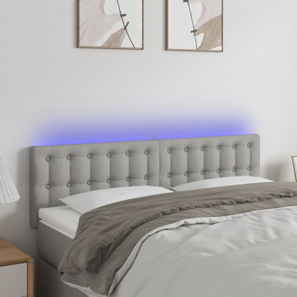 Cabecero con LED de tela gris claro 144x5x78/88 cm D