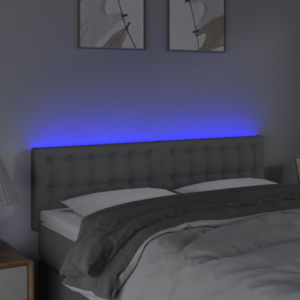 Cabecero con LED de tela gris claro 144x5x78/88 cm M 3