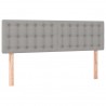 Cabeceira de cama c/ luzes LED tecido 144x5x78/88cm cinza-claro 4