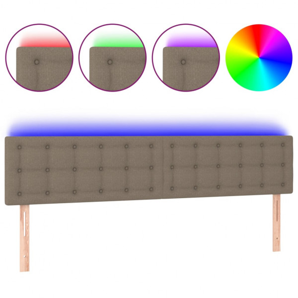 Cabeceira cama luzes LED tecido 160x5x78/88cm cinza-acastanhado M 2