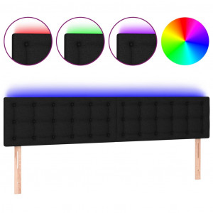 Cabecero con LED de tela negro 200x5x78/88 cm H