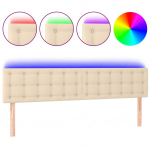 Cabecero con LED de tela color crema 200x5x78/88 cm H