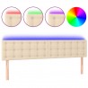 Cabeceira de cama c/ luzes LED tecido 200x5x78/88 cm cor creme 2