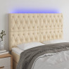 Cabeceira cama c/ luzes LED tecido 144x7x118/128 cm cor creme 1