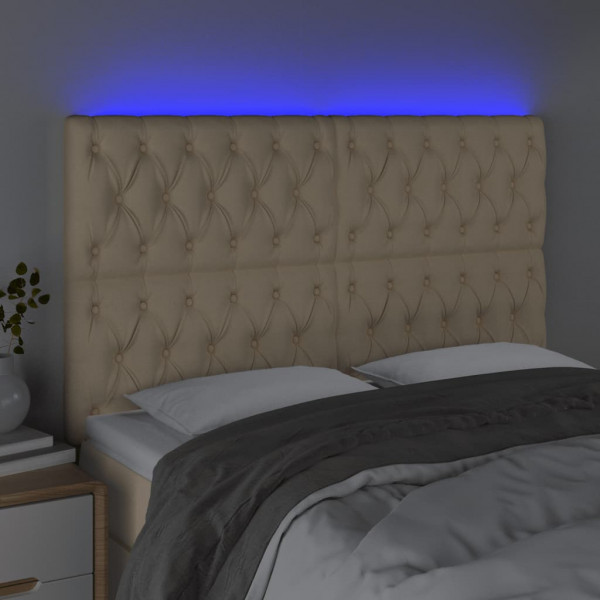 Cabecero con luces LED tela crema 144x7x118/128 cm M 3