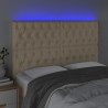 Cabecero con luces LED tela crema 144x7x118/128 cm 3